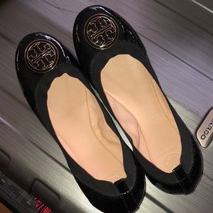 Black Patented Leather Tory Burch Flats